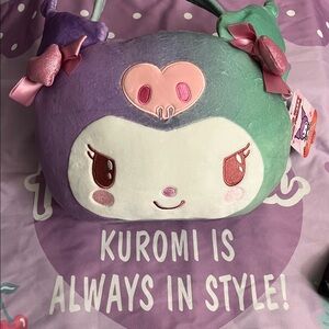 Kuromi Plush Basket (NWT) Bundle with Small Blanket & Misc Accessories (EUC)